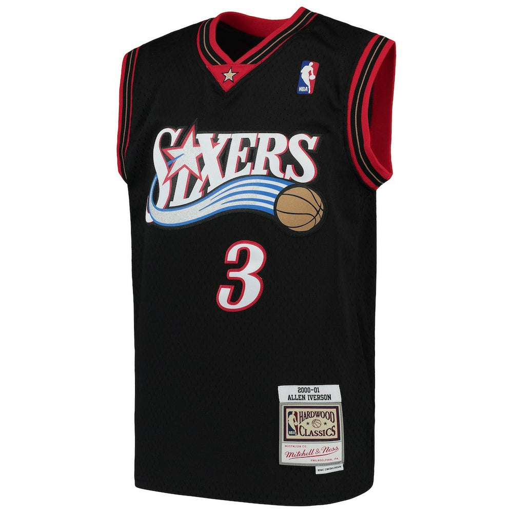 Mitchell & Ness - Allen Iverson Philadelphia 76ers Youth Hardwood Classics Swingman Throwback Jersey - Black