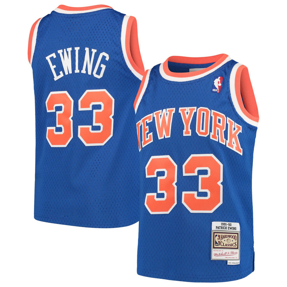 Mitchell & Ness - Patrick Ewing New York Knicks Youth Hardwood Classics Swingman Throwback Jersey - Blue