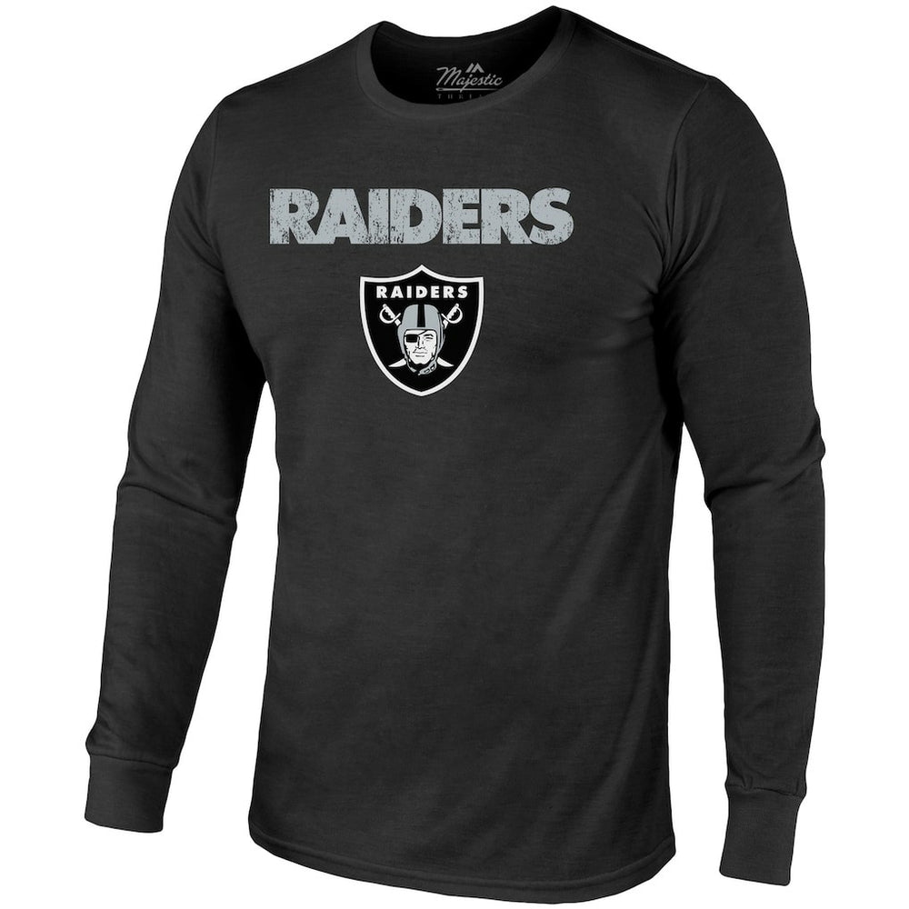 Las Vegas Raiders Majestic Threads Lockup Tri-Blend Long Sleeve T-Shirt Black - NFL