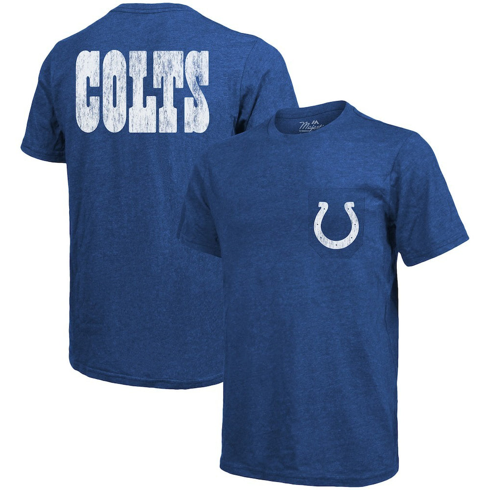 Indianapolis Colts Majestic Threads Tri-Blend Pocket T-Shirt Heathered Royal - NFL