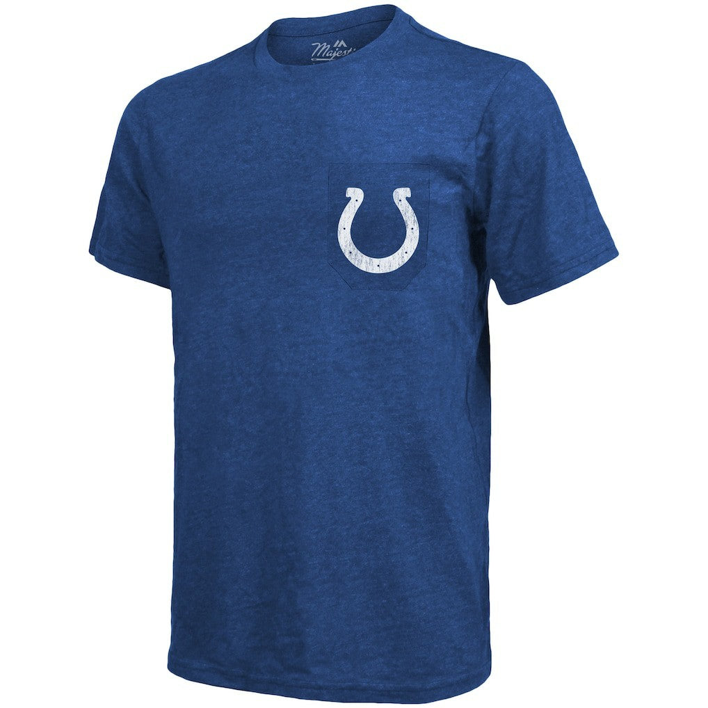 Indianapolis Colts Majestic Threads Tri-Blend Pocket T-Shirt Heathered Royal - NFL