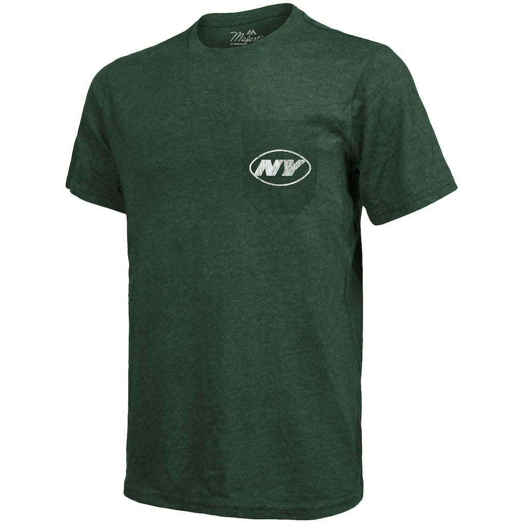 New York Jets Majestic Threads Tri-Blend Pocket T-Shirt Heathered Green - NFL