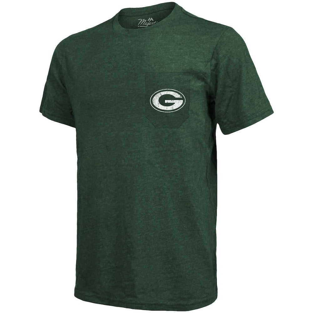 Green Bay Packers Majestic Threads Tri-Blend Pocket T-Shirt Heathered Green - NFL