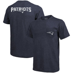 New England Patriots Majestic Threads Tri-Blend Pocket T-Shirt Heathered Navy - NFL