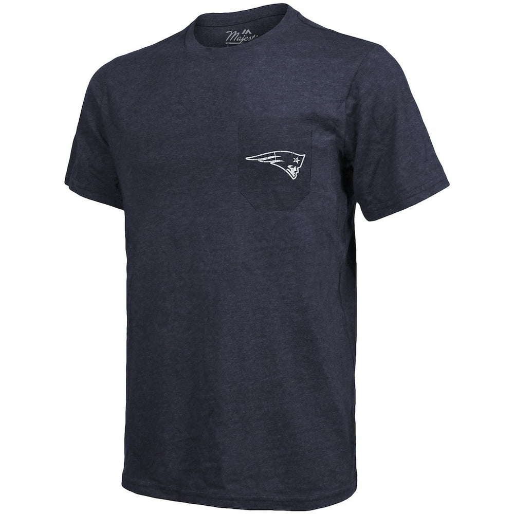 New England Patriots Majestic Threads Tri-Blend Pocket T-Shirt Heathered Navy - NFL
