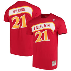 Mitchell & Ness - Dominique Wilkins Atlanta Hawks Hardwood Classics Team Name & Number T-Shirt - Red