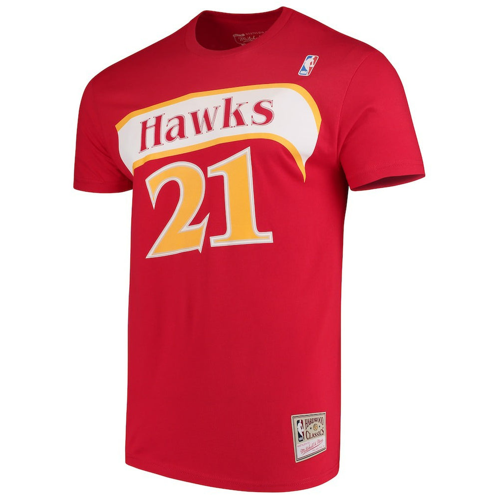 Mitchell & Ness - Dominique Wilkins Atlanta Hawks Hardwood Classics Team Name & Number T-Shirt - Red