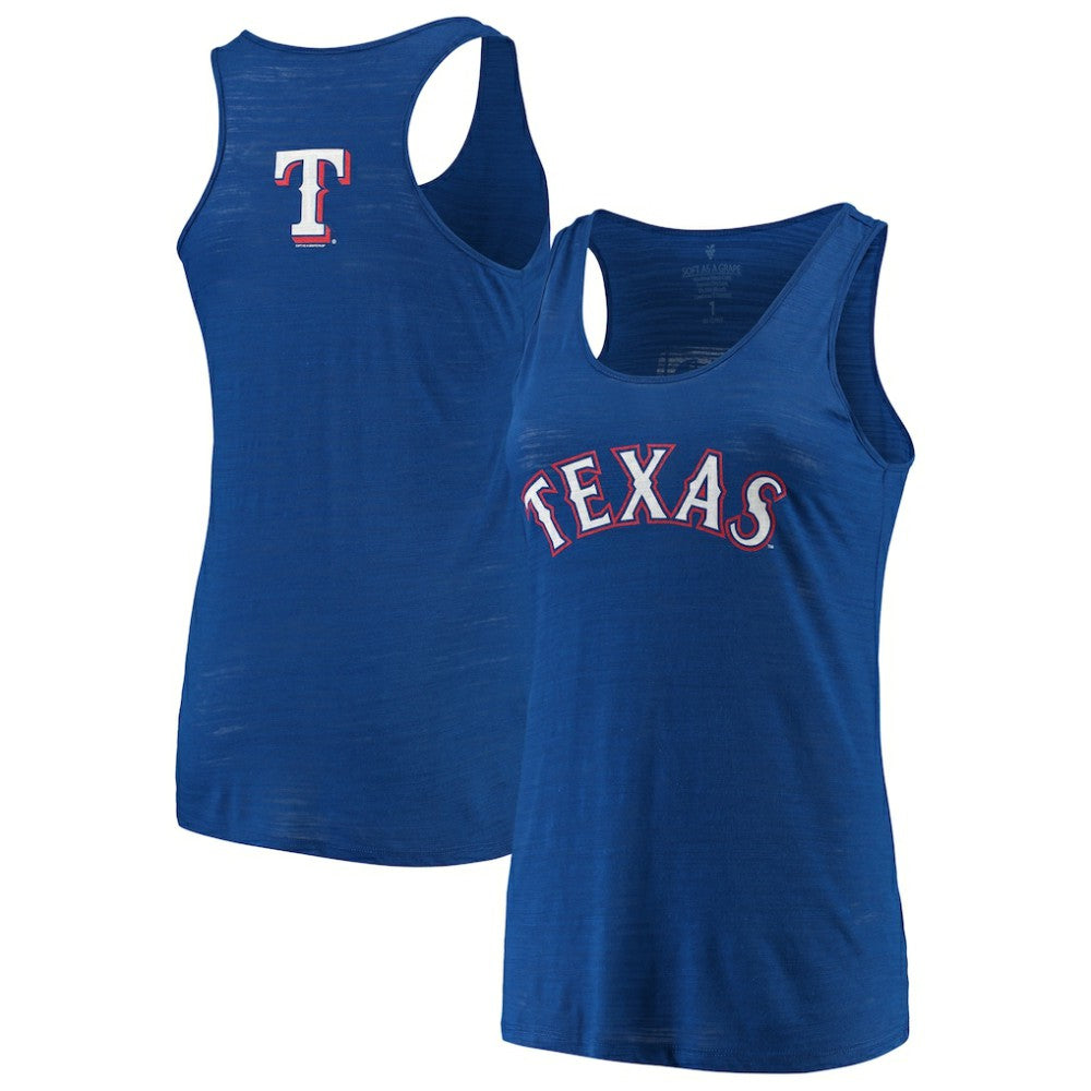 Texas Rangers Soft as a Grape Women's Plus Size Swing for the Fences Racerback Tank Top for sale