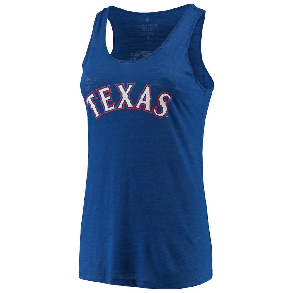 Texas Rangers Soft as a Grape Women's Plus Size Swing for the Fences Racerback Tank Top for sale