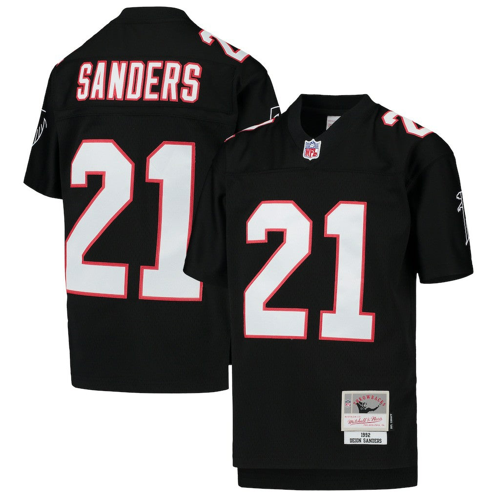 Deion Sanders Atlanta Falcons Youth 1992 Legacy Retired Player Jersey Black - Mitchell & Ness