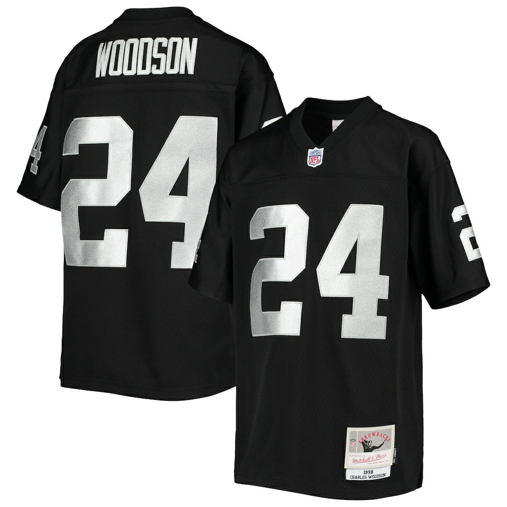 Charles Woodson Las Vegas Raiders Youth 1998 Legacy Retired Player Jersey Black - Mitchell & Ness