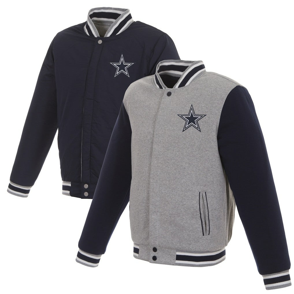 Dallas Cowboys JH Design Reversible Two Tone Fleece Jacket Gray/Navy - NFL