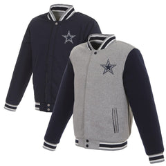 Dallas Cowboys JH Design Reversible Two Tone Fleece Jacket Gray/Navy - NFL