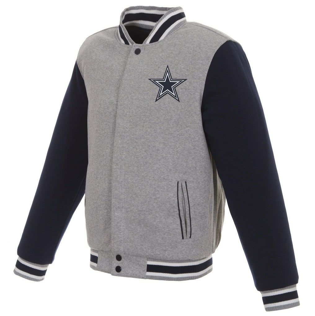 Dallas Cowboys JH Design Reversible Two Tone Fleece Jacket Gray/Navy - NFL