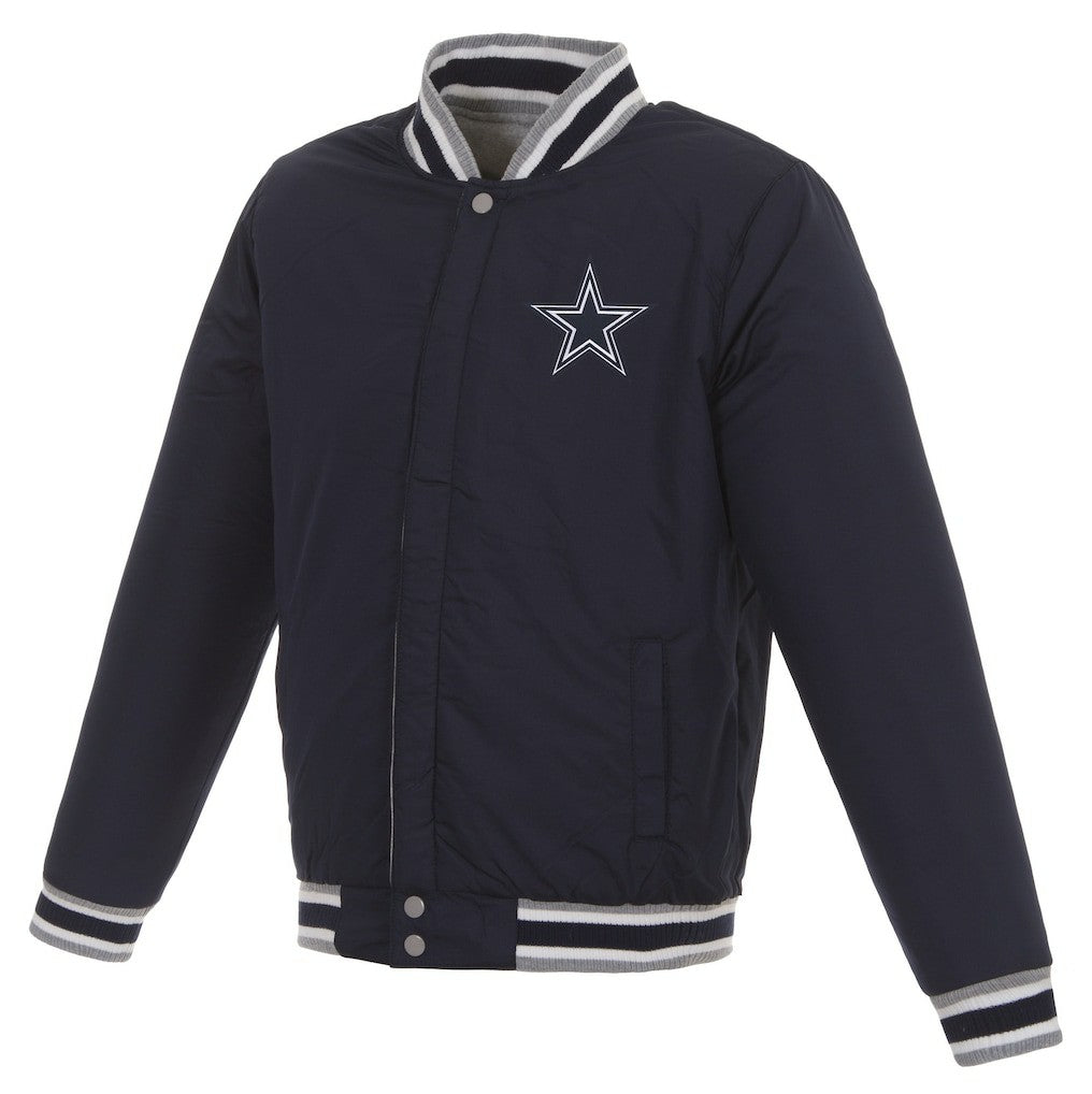 Dallas Cowboys JH Design Reversible Two Tone Fleece Jacket Gray/Navy - NFL