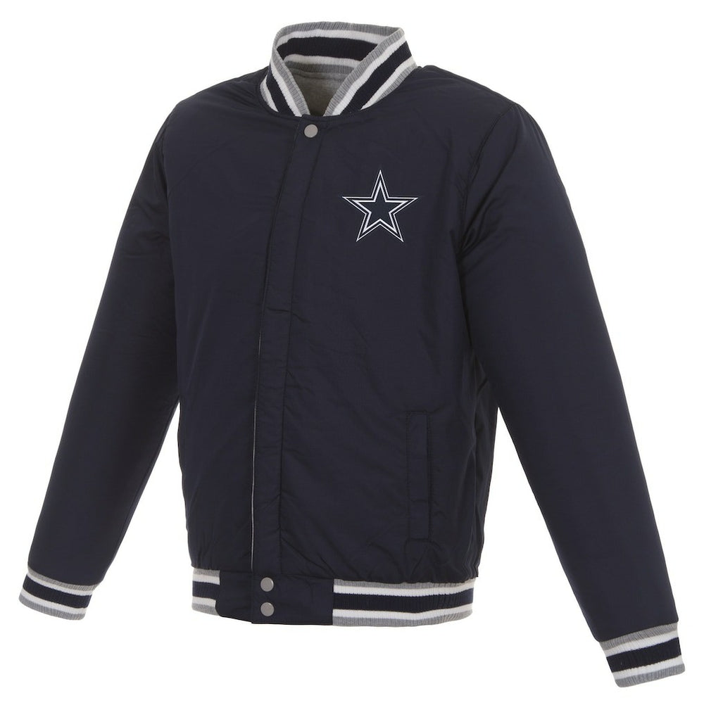 Dallas Cowboys JH Design Reversible Two Tone Fleece Jacket Gray/Navy - NFL