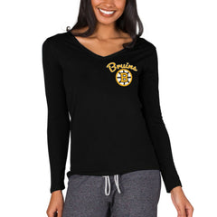 Boston Bruins Concepts Sport Women's Marathon Knit Long Sleeve V-Neck Top Black
