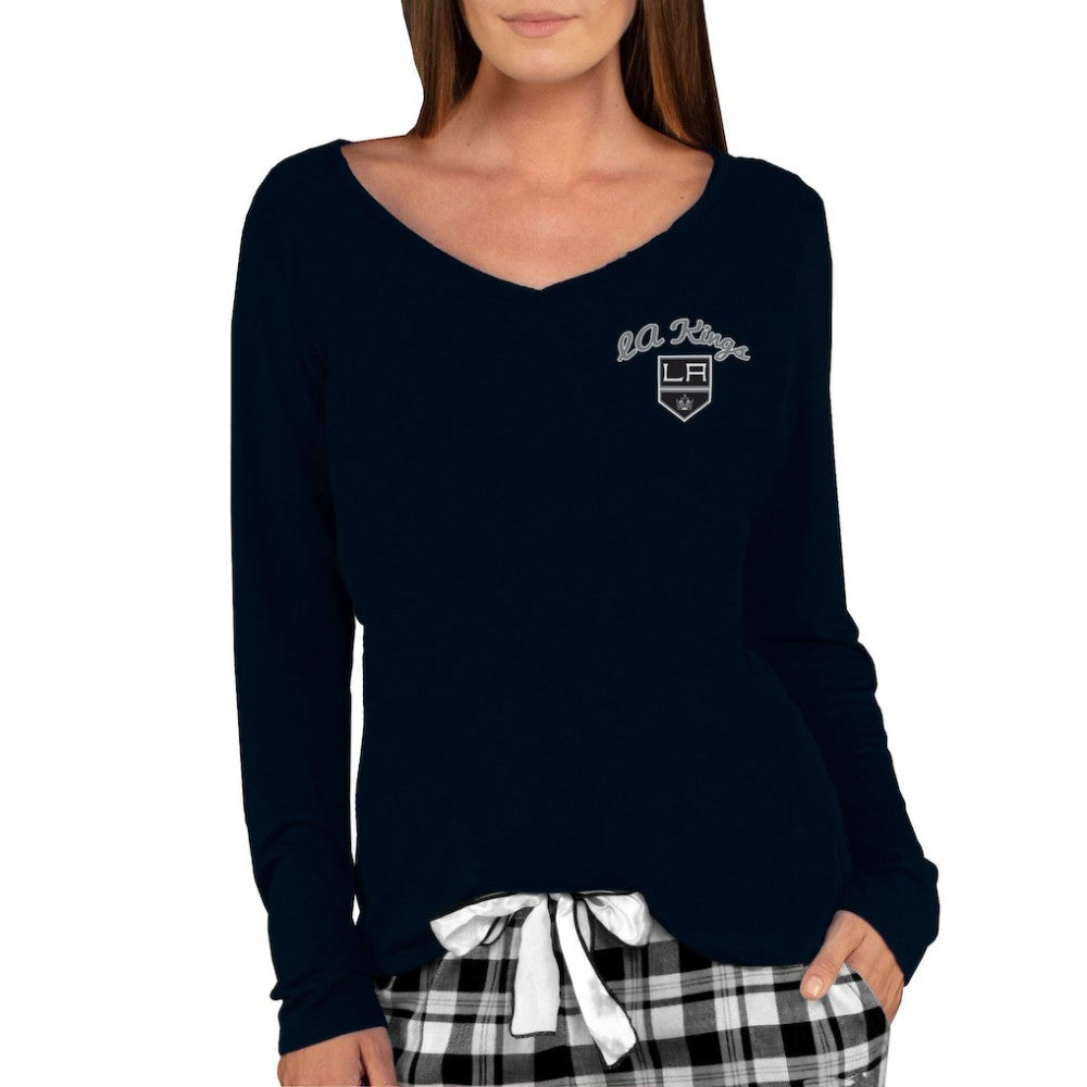 Los Angeles Kings - Concepts Sport Women's Marathon Knit Long Sleeve V-Neck Top Black