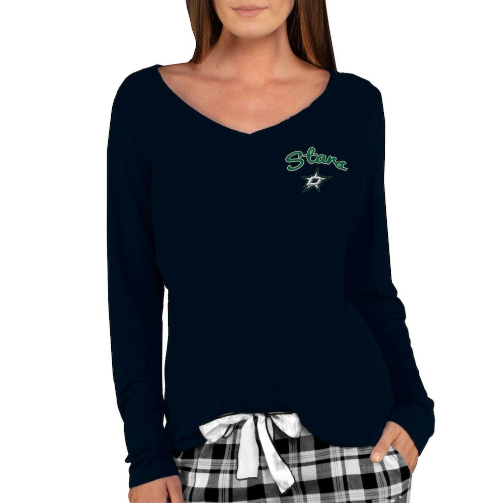 Dallas Stars - Concepts Sport Women's Marathon Knit Long Sleeve V-Neck Top Black
