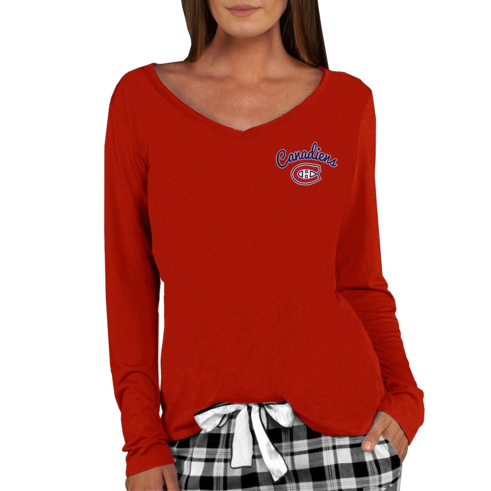 Montreal Canadiens - Concepts Sport Women's Marathon Knit Long Sleeve V-Neck Top Red