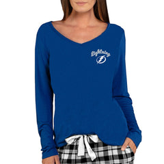 Tampa Bay Lightning - Concepts Sport Women's Marathon Knit Long Sleeve V-Neck Top Royal