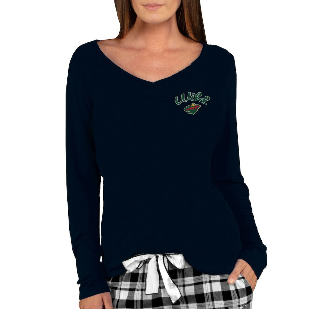 Minnesota Wild - Concepts Sport Women's Marathon Knit Long Sleeve V-Neck Top Black