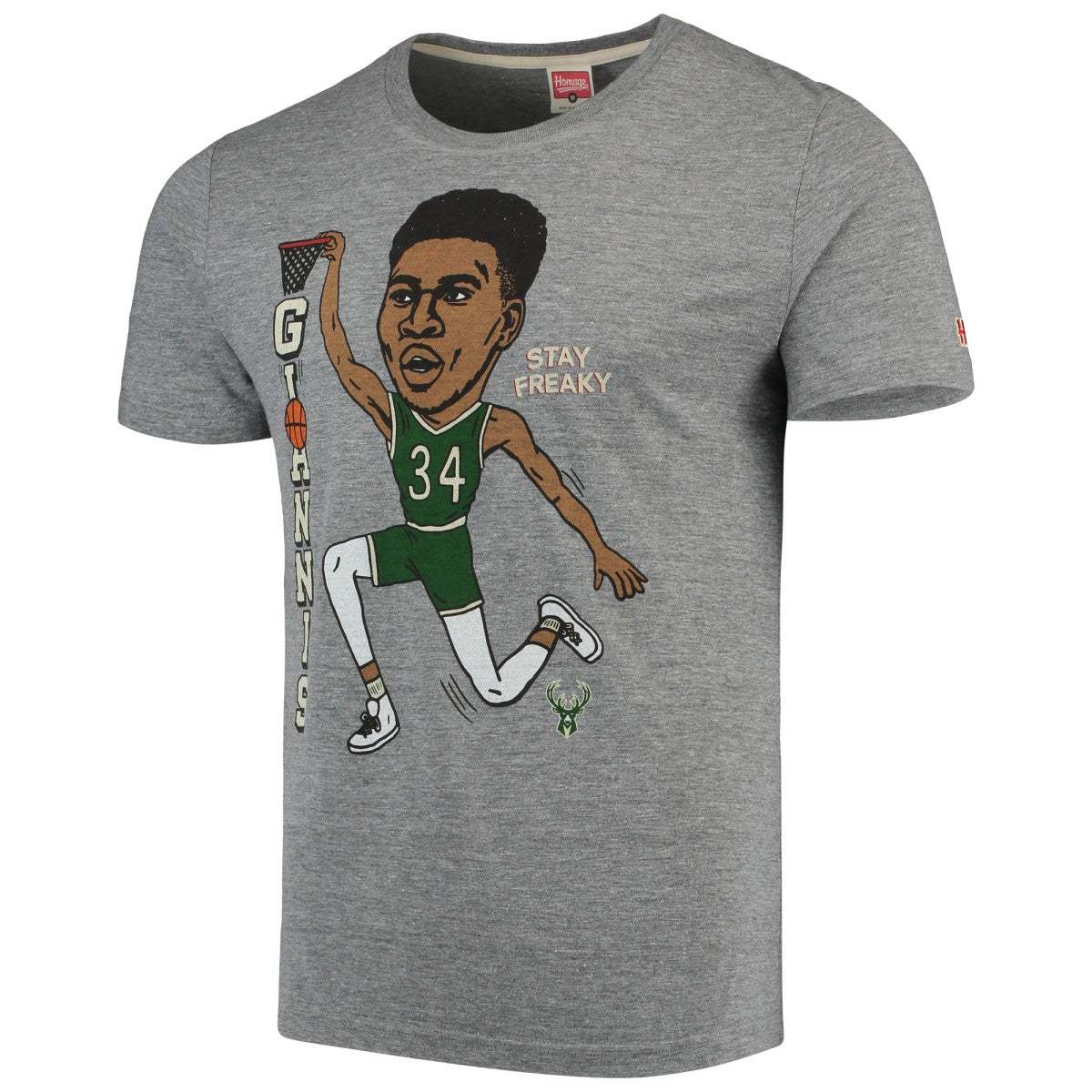 NBA - Giannis Antetokounmpo Milwaukee Bucks Player Graphic Tri-Blend T-Shirt - Gray