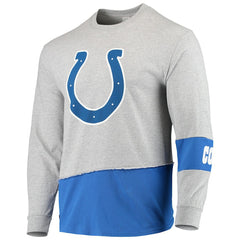 Indianapolis Colts Refried Apparel Sustainable Upcycled Angle Long Sleeve T-Shirt Gray/Royal - NFL