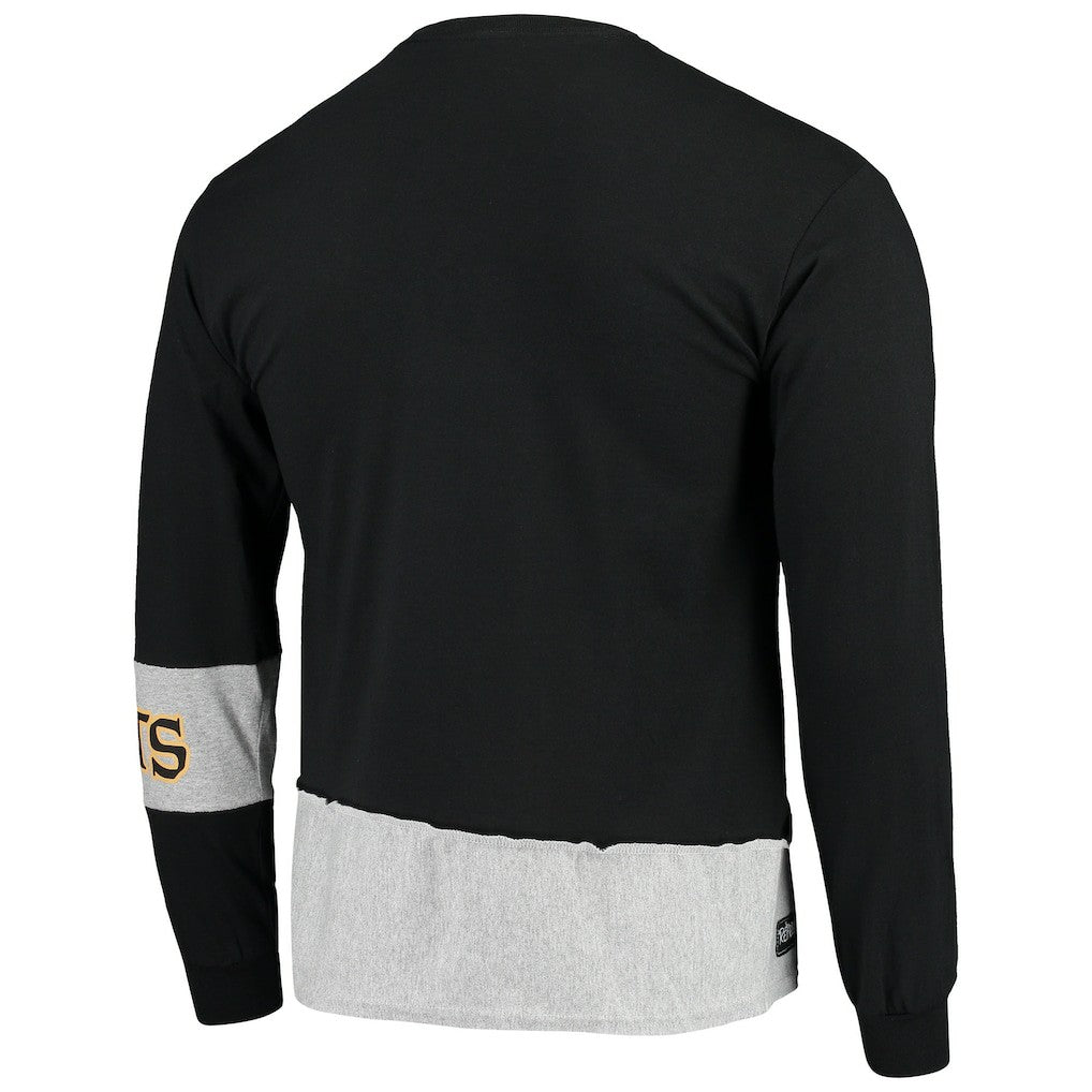 New Orleans Saints Refried Apparel Sustainable Upcycled Angle Long Sleeve T-Shirt Black/Gray - NFL