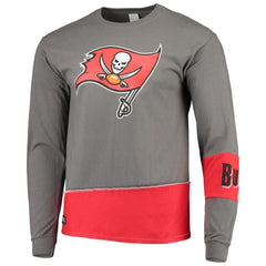 Tampa Bay Buccaneers Refried Apparel Sustainable Upcycled Angle Long Sleeve T-Shirt Pewter/Red - NFL