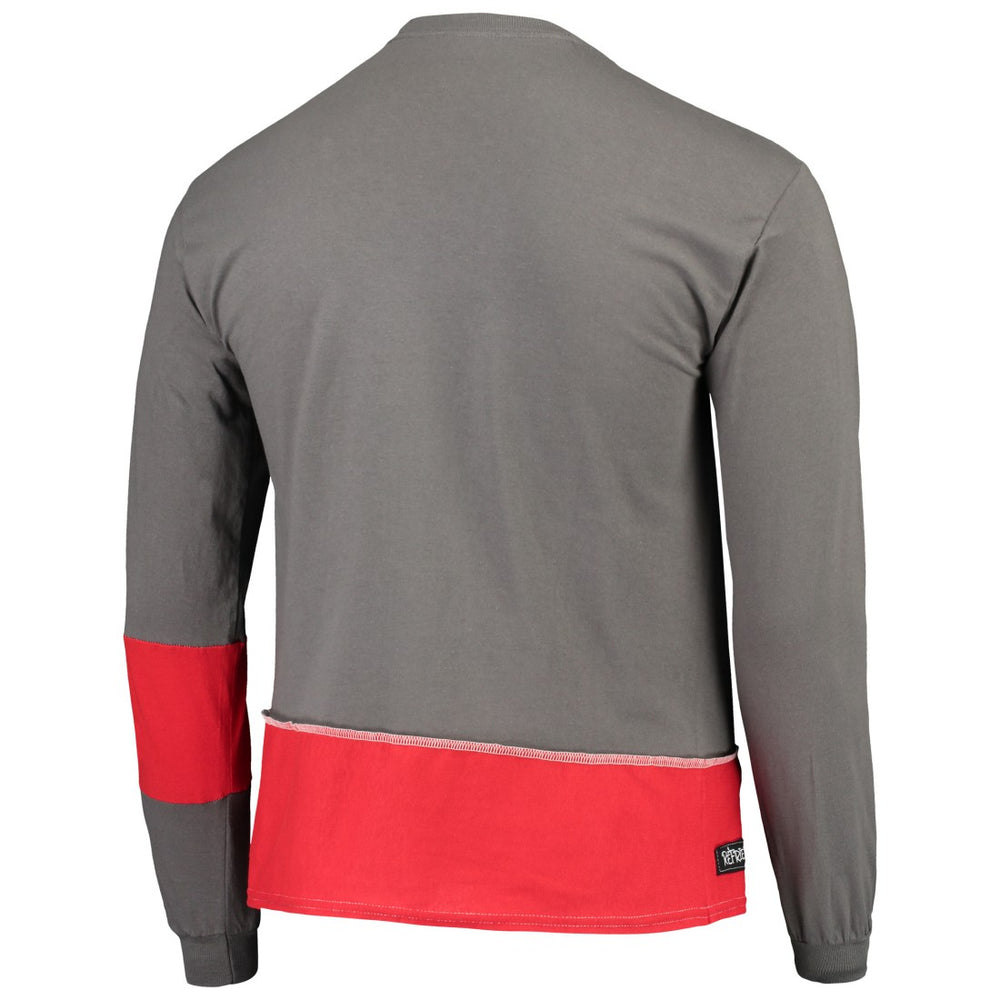 Tampa Bay Buccaneers Refried Apparel Sustainable Upcycled Angle Long Sleeve T-Shirt Pewter/Red - NFL