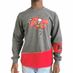Tampa Bay Buccaneers Refried Apparel Sustainable Upcycled Angle Long Sleeve T-Shirt Pewter/Red - NFL