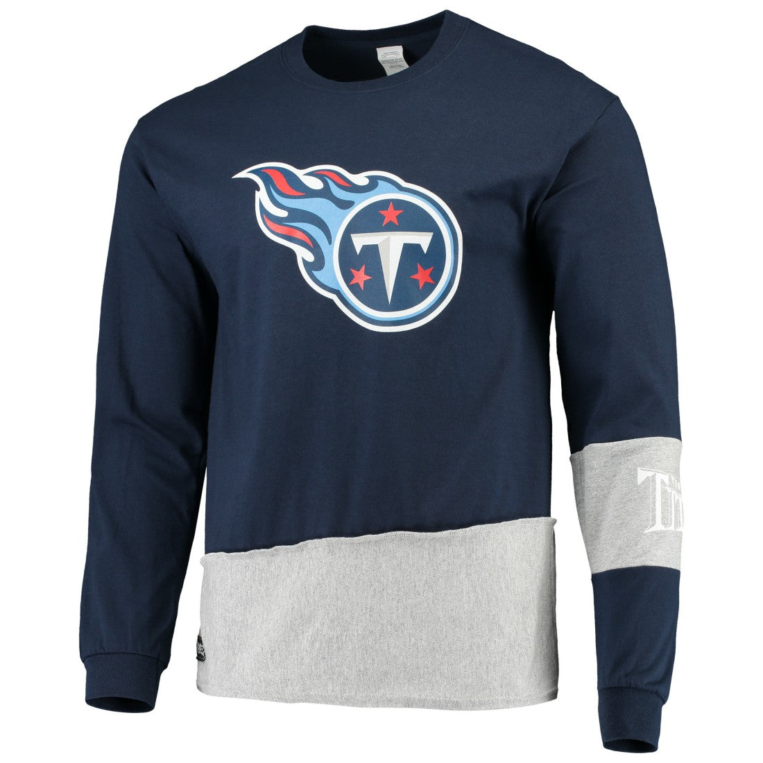 Tennessee Titans Refried Apparel Sustainable Upcycled Angle Long Sleeve T-Shirt Navy/Gray - NFL
