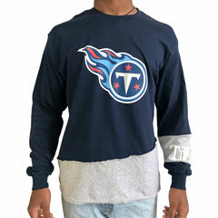 Tennessee Titans Refried Apparel Sustainable Upcycled Angle Long Sleeve T-Shirt Navy/Gray - NFL