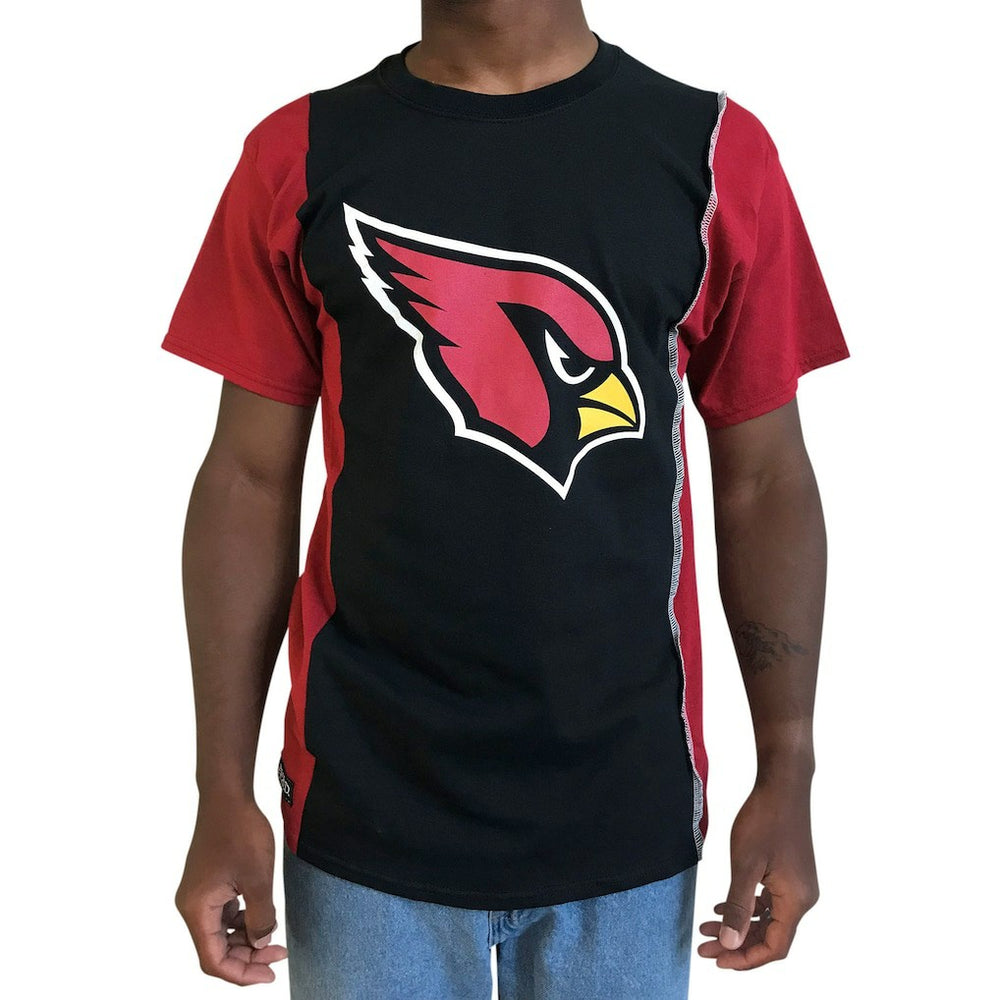 Arizona Cardinals Refried Apparel Sustainable Upcycled Split T-Shirt Black/Cardinal - NFL