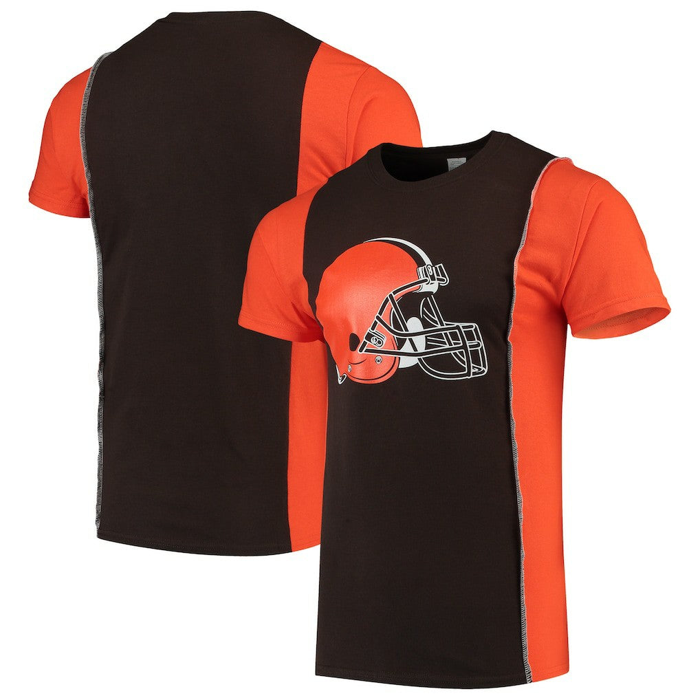 Cleveland Browns Refried Apparel Sustainable Upcycled Split T-Shirt Brown/Orange - NFL