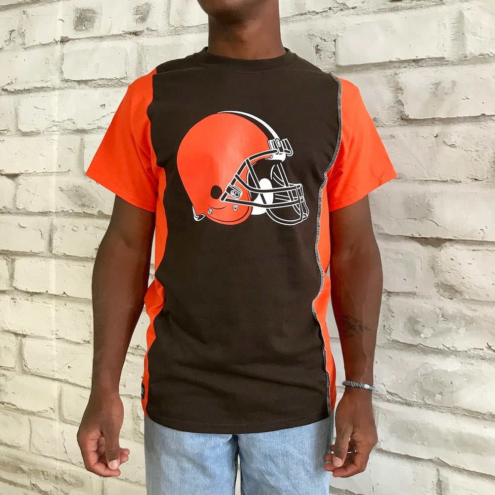 Cleveland Browns Refried Apparel Sustainable Upcycled Split T-Shirt Brown/Orange - NFL