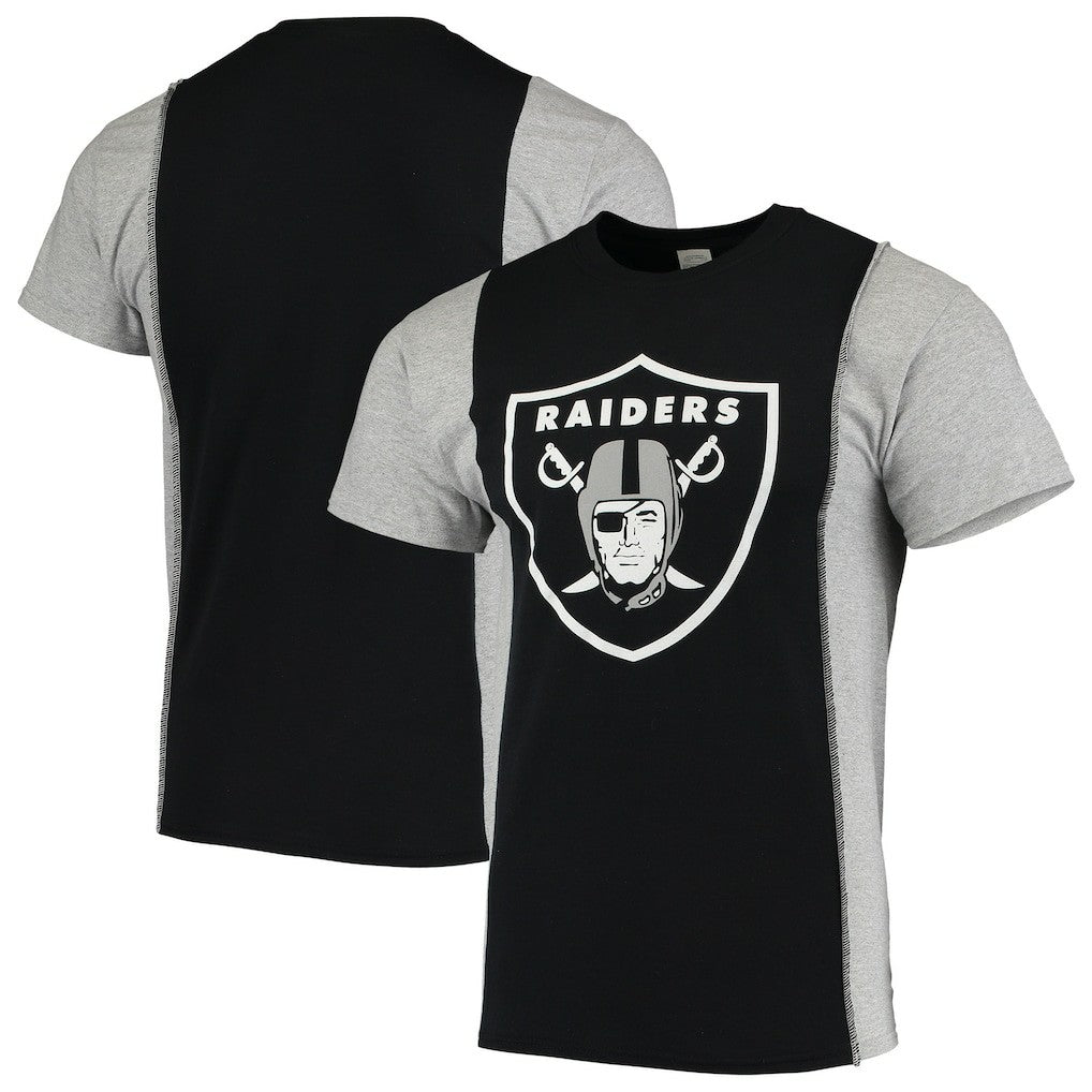 Las Vegas Raiders Refried Apparel Sustainable Upcycled Split T-Shirt Black/Silver - NFL