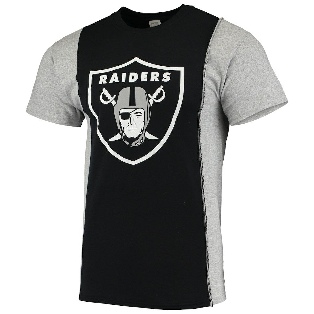 Las Vegas Raiders Refried Apparel Sustainable Upcycled Split T-Shirt Black/Silver - NFL