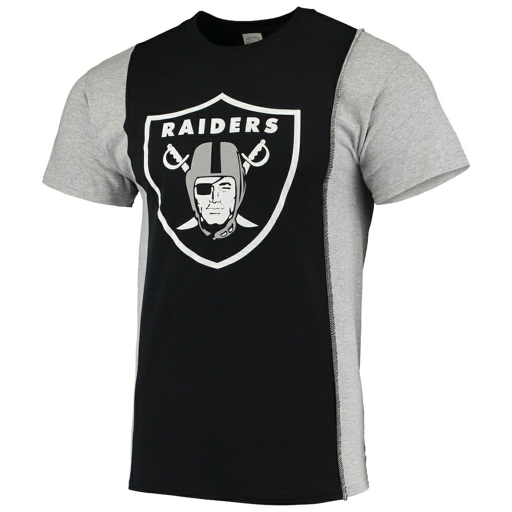 Las Vegas Raiders Refried Apparel Sustainable Upcycled Split T-Shirt Black/Silver - NFL