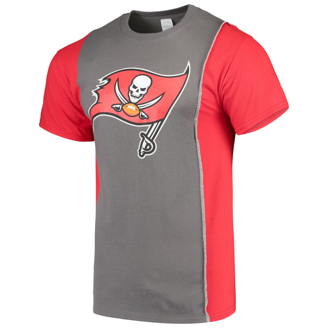 Tampa Bay Buccaneers Refried Apparel Sustainable Upcycled Split T-Shirt Pewter/Red - NFL