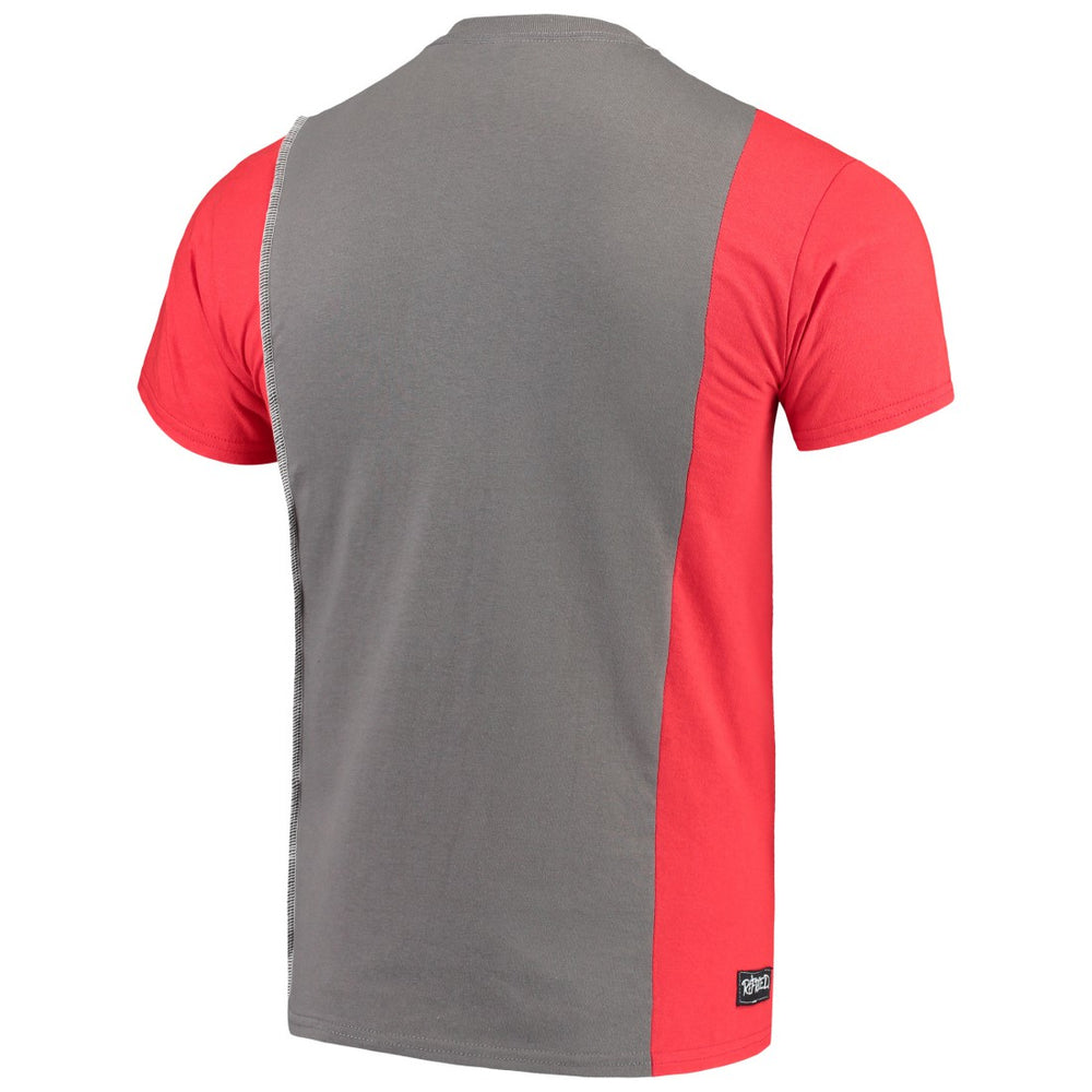 Tampa Bay Buccaneers Refried Apparel Sustainable Upcycled Split T-Shirt Pewter/Red - NFL