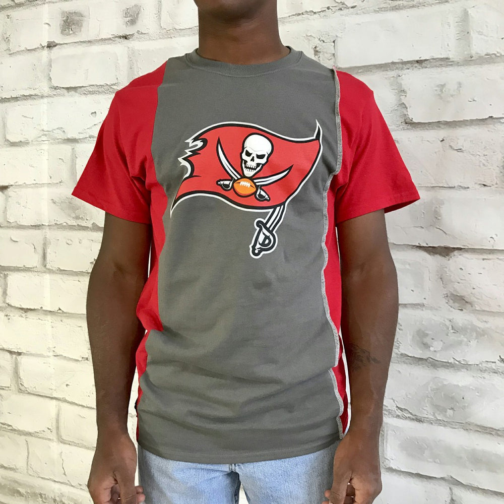 Tampa Bay Buccaneers Refried Apparel Sustainable Upcycled Split T-Shirt Pewter/Red - NFL
