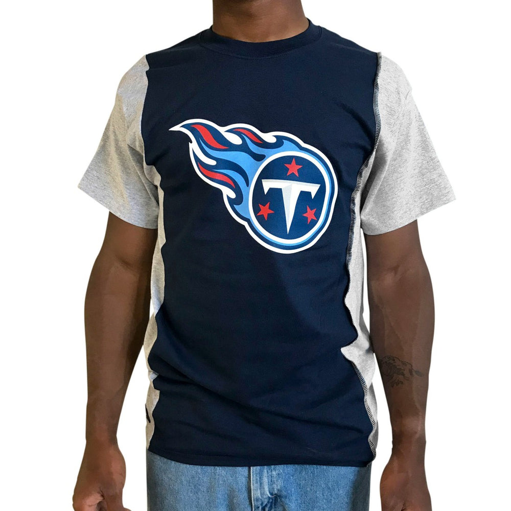 Tennessee Titans Refried Apparel Sustainable Upcycled Split T-Shirt Navy/Gray - NFL