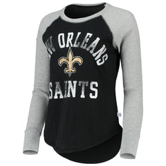 New Orleans Saints Touch Women's Waffle Raglan Lightweight Long Sleeve T-Shirt Black - NFL