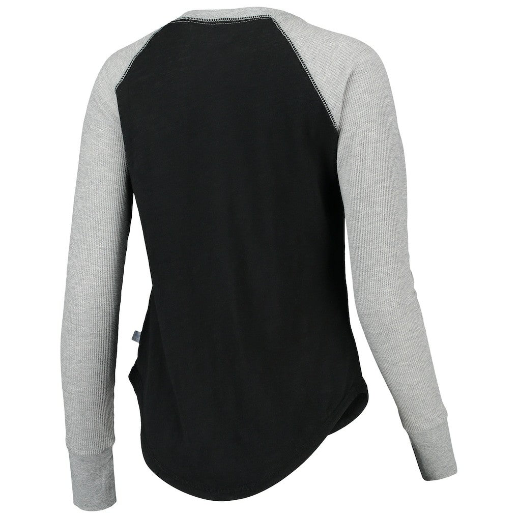 New Orleans Saints Touch Women's Waffle Raglan Lightweight Long Sleeve T-Shirt Black - NFL