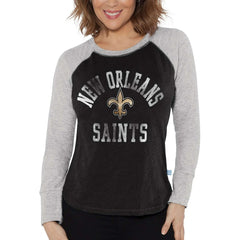 New Orleans Saints Touch Women's Waffle Raglan Lightweight Long Sleeve T-Shirt Black - NFL