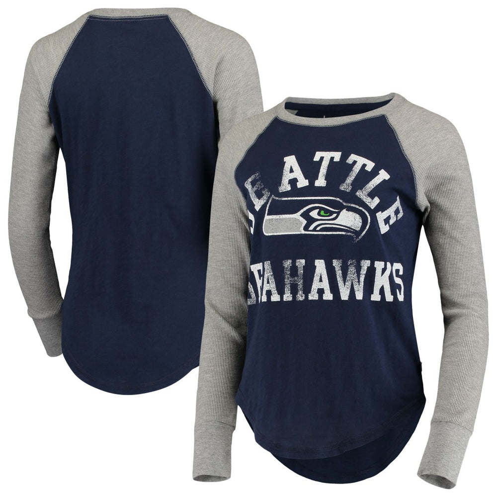 Seattle Seahawks Touch Women's Waffle Raglan Lightweight Long Sleeve T-Shirt College Navy - NFL