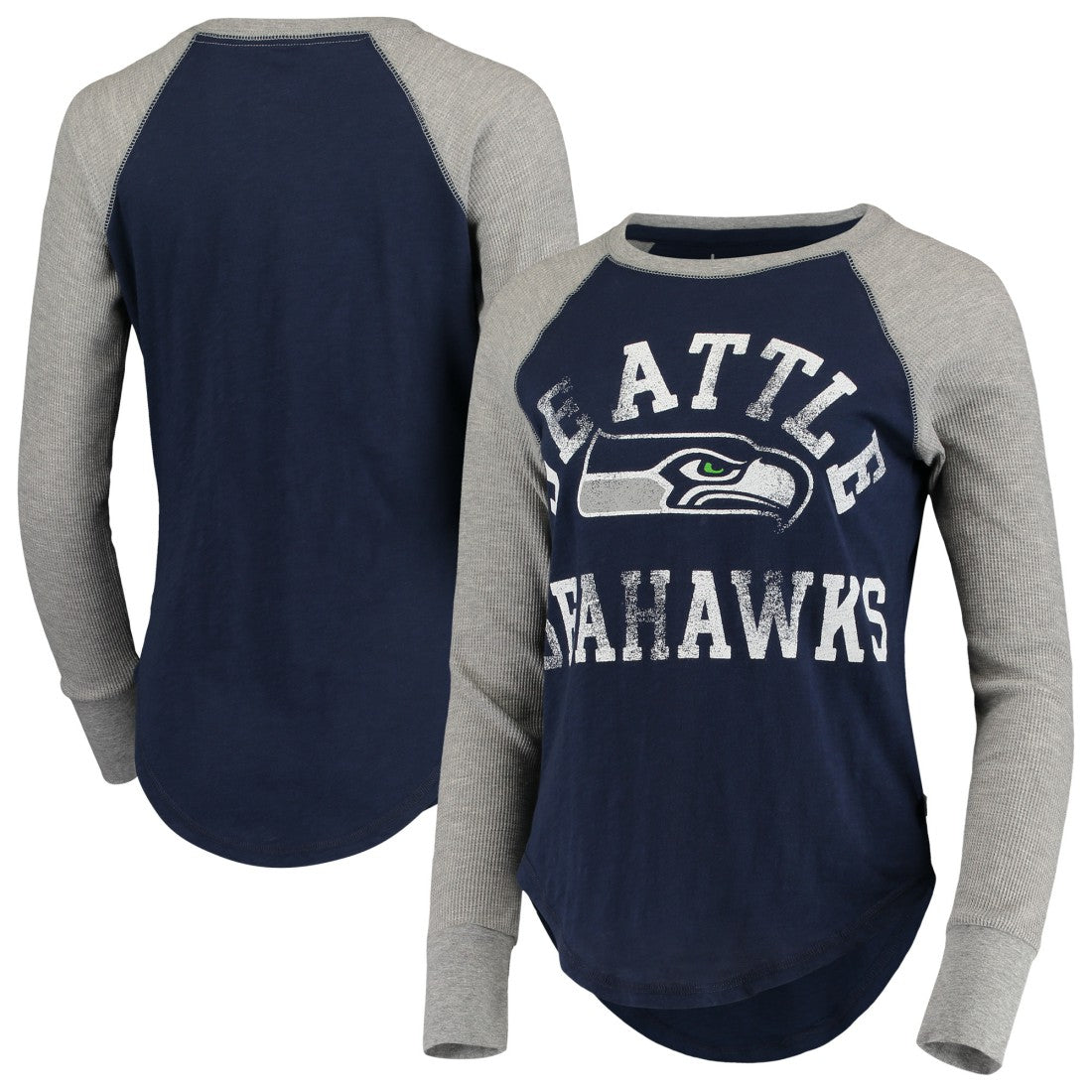 Seattle Seahawks Touch Women's Waffle Raglan Lightweight Long Sleeve T-Shirt College Navy - NFL