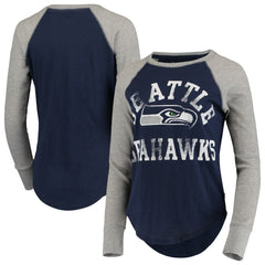 Seattle Seahawks Touch Women's Waffle Raglan Lightweight Long Sleeve T-Shirt College Navy - NFL